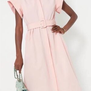Tuckernuck Chloe Light Pink Belted Midi Dress- Medium